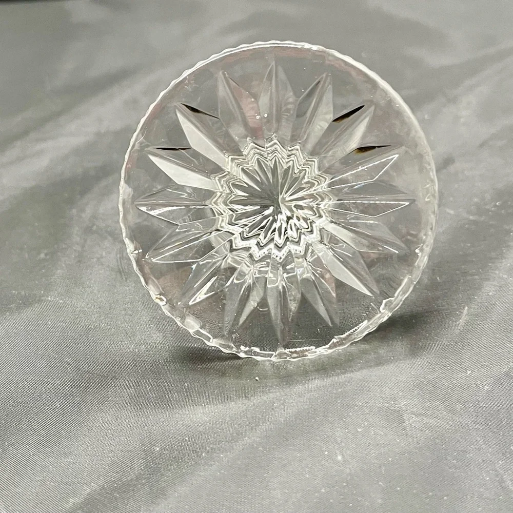 Vintage Crystal Stopper With Ornate Cut Design 2.5 Inch High